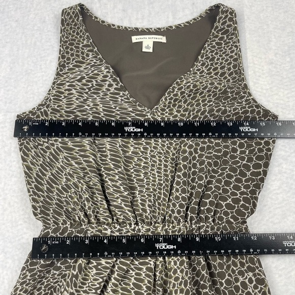 Banana Republic Dress‎ Womens 0 Brown Cream Circle Print Maxi V-Neck Sleeveless - Picture 5 of 11